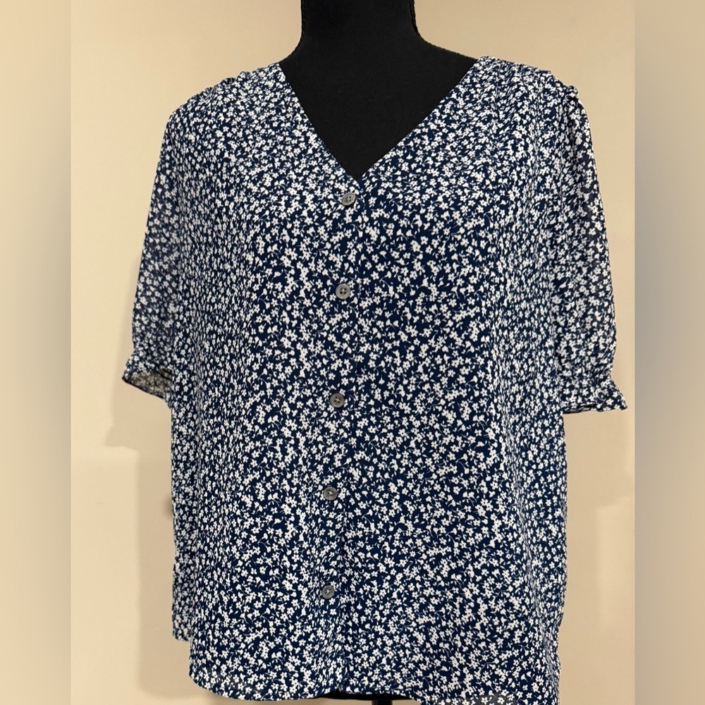 J Crew Floral Short Sleeve Blouse